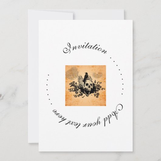 Geweldige schedel met vleugels en kraai kaart (Achterkant)