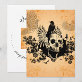 Geweldige schedel met vleugels en kraai kaart (Voorkant / Achterkant)