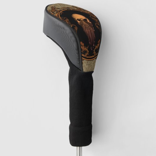 Geweldige schedel op een lijst golfheadcover (Schuin)