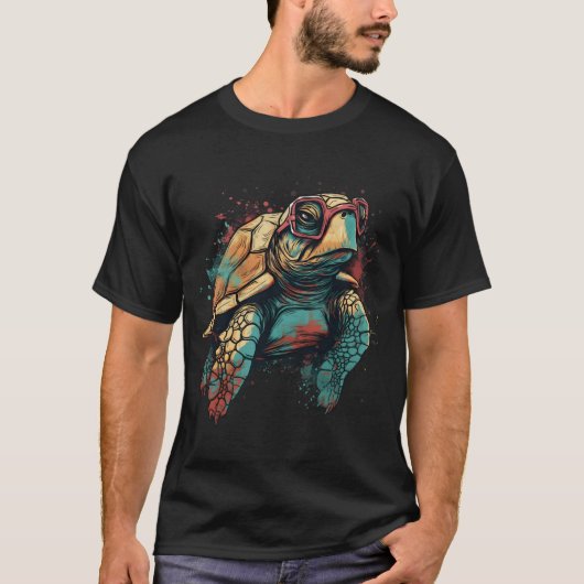 Geweldige schildpad met bril op Schattig dier T-shirt (Voorkant)