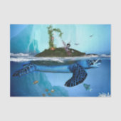 Geweldige schildpad met fee en vogels tissuepapier (Voorkant)