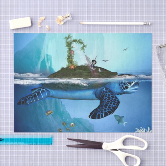 Geweldige schildpad met fee en vogels tissuepapier (Craft)