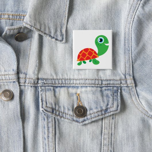 Geweldige Schildpad Vierkante Button 5,1 Cm (In situ)