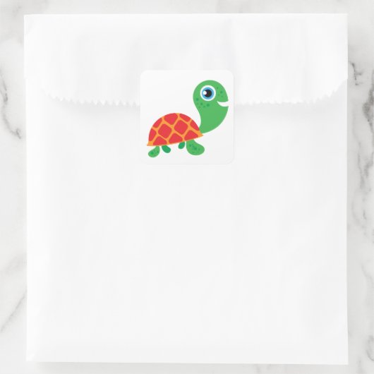 Geweldige schildpad vierkante sticker (Tas)