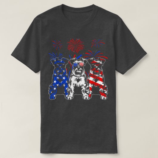 Geweldige Schnauzer Dog Amerikaanse vlag op 4 juli T-shirt (Design voorkant)