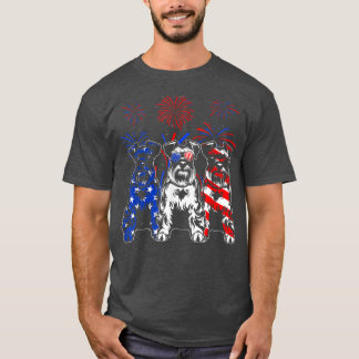 Geweldige Schnauzer Dog Amerikaanse vlag op 4 juli T-shirt