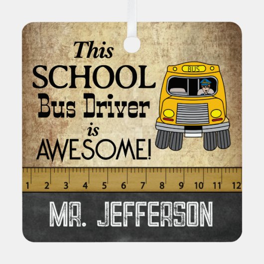Geweldige schoolbusstuurprogramma | VINTAGE Metalen Ornament (Voorkant)