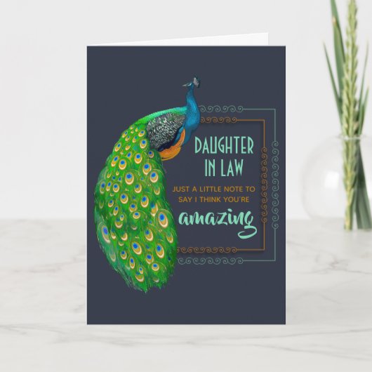 Geweldige schoondochter Pauw Moederdag kaart (Voorkant)
