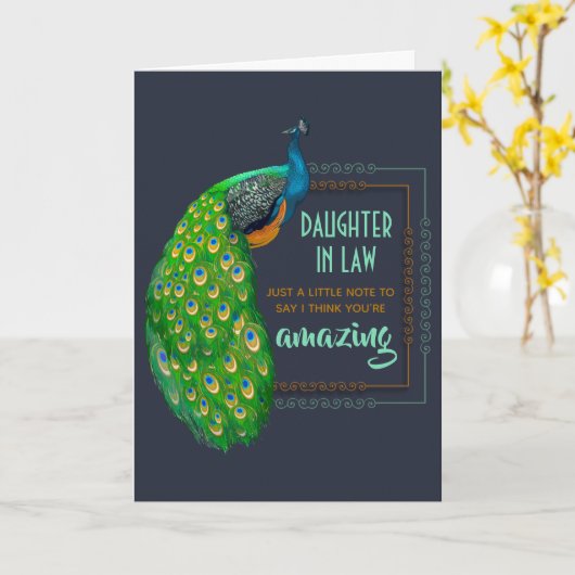 Geweldige schoondochter Pauw Moederdag kaart (Gele Bloem)