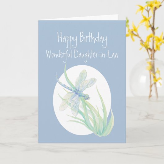 Geweldige schoondochter van de Birthday Dragonfly Kaart (Gele Bloem)
