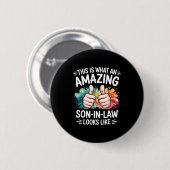 Geweldige schoonzoon cadeau grappige vader echtgen ronde button 5,7 cm (Voorkant /achterkant)