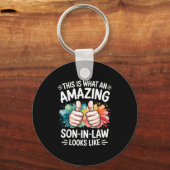 Geweldige schoonzoon cadeau grappige vader echtgen sleutelhanger (Voorkant)