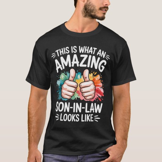 Geweldige schoonzoon cadeau grappige vader echtgen t-shirt (Voorkant)