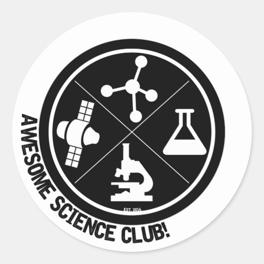Geweldige Science Club Stickers! Ronde Sticker (Voorkant)