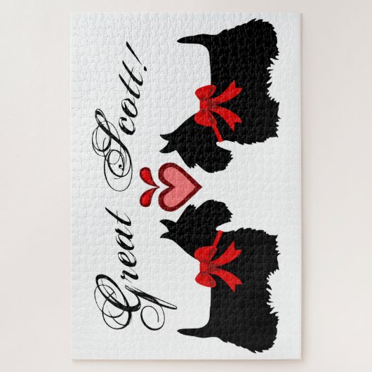 "Geweldige Scott!", Scottish Terrier dog/red hart Legpuzzel (Verticaal)