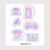 Geweldige set roze muziekretro sticker (Vel)