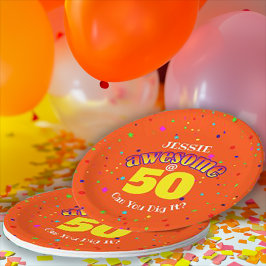 GEWELDIGE Sinaasappel 50E VERJAARDAG Papieren Bordje