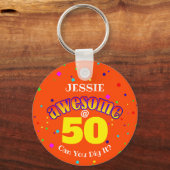 GEWELDIGE Sinaasappel 50E VERJAARDAG Sleutelhanger (Achterkant)