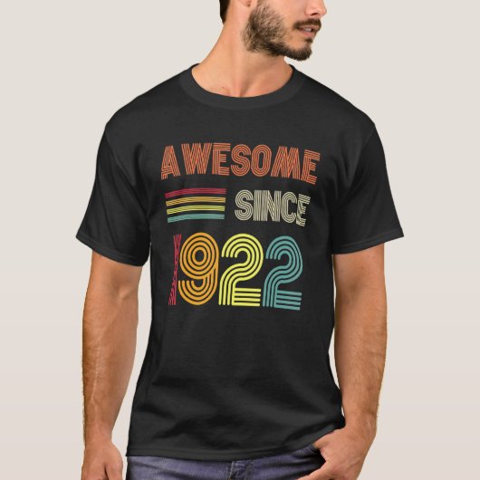 Geweldige sinds 1922 100e verjaardag Retro T-shirt (Voorkant)