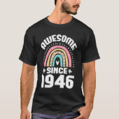 Geweldige sinds 1946 77e verjaardag regenboogborn  t-shirt (Voorkant)