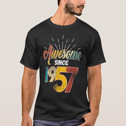 Geweldige sinds 1957 66e verjaardag regenboog Vint T-shirt (Voorkant)