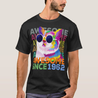 Geweldige sinds 1962 Shirt Funny Cat Lover 60th Bi