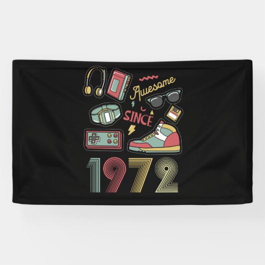Geweldige sinds 1972 Retro 50e verjaardag Spandoek (Horizontaal)