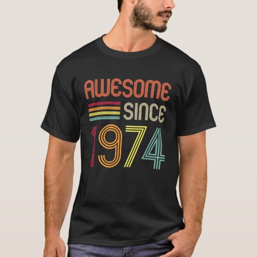Geweldige sinds 1974: 49e verjaardag retrospectief t-shirt (Voorkant)