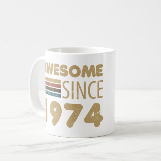 Geweldige sinds 1974 50e geboortedag koffiemok (Voorkant links)