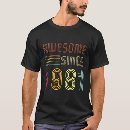 Geweldige sinds 1981 40e verjaardag Retro T-shirt (Voorkant)