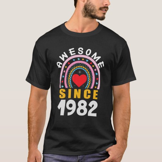 Geweldige sinds 1982: 40e verjaardag regenboogfort t-shirt (Voorkant)