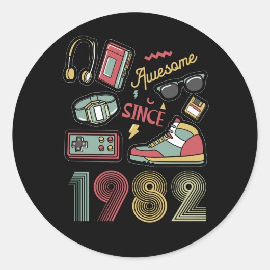 Geweldige sinds 1982  Retro 40e verjaardag Ronde Sticker (Voorkant)