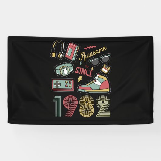 Geweldige sinds 1982  Retro 40e verjaardag Spandoek (Horizontaal)