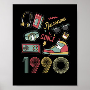 Geweldige sinds 1990 Retro 32e verjaardag Poster