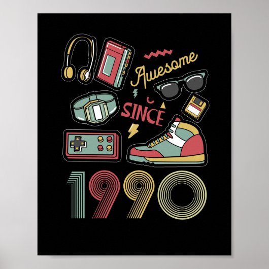 Geweldige sinds 1990 Retro 32e verjaardag Poster (Voorkant)
