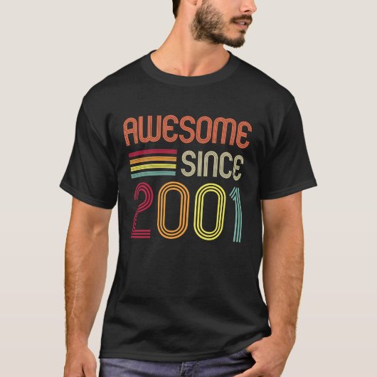 Geweldige sinds 2001 22e verjaardag Retro T-shirt (Voorkant)