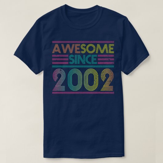 Geweldige sinds 2002 Funny Kleurrijke 2002 Verjaar T-shirt (Design voorkant)