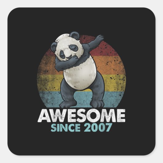Geweldige sinds 2007 Dabbing Panda 13th Birthday Vierkante Sticker (Voorkant)