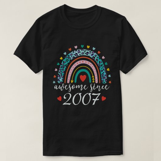 Geweldige sinds 2007 Regenboogvaarding 15e verjaar T-shirt (Design voorkant)