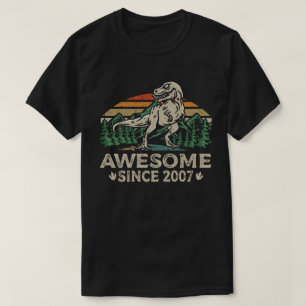 Geweldige sinds 2007 Retro Dinosaur 15e verjaardag T-shirt
