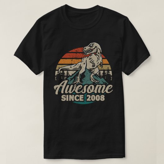 Geweldige sinds 2008 Dinosaur 15 jaar 15e verjaard T-shirt (Design voorkant)