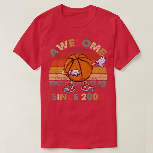 Geweldige sinds 2008 Geboortedag Basketball 14e ge T-shirt (Design voorkant)