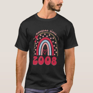 Geweldige sinds 2008 Retro Rainbow Heart 14e geboo T-shirt