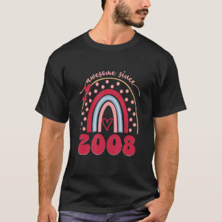 Geweldige sinds 2008 Retro Rainbow Heart 14e geboo T-shirt