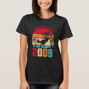 Geweldige sinds 2009 Retro Dinosaur Boys 14th Birt T-shirt