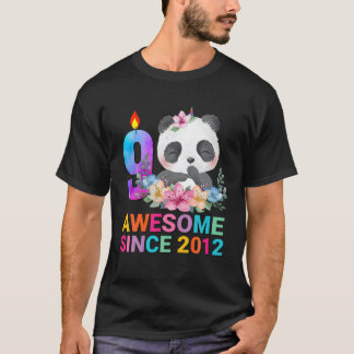 Geweldige sinds 2012 Cute Panda 9 Birthday Girls 9 T-shirt