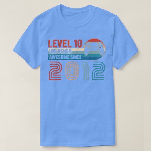 Geweldige sinds 2012 niveau 10 ontgrendelde videob t-shirt (Design voorkant)