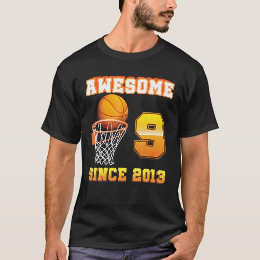 Geweldige sinds 2013 Basketball 9e verjaardag 9 ja T-shirt (Voorkant)