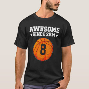 Geweldige sinds 2014 Basketbal 8e Verjaardag 8 jaa T-shirt