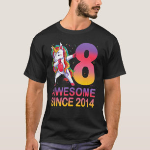 Geweldige sinds 2014 Dabbing Unicorn B Dag 8 JAAR T-shirt